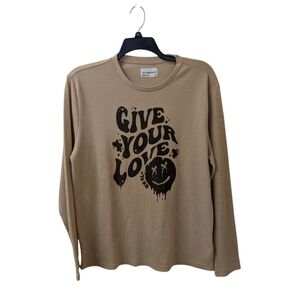 4th Dimension Tan Thermal Waffle Knit Long Sleeve Shirt Men's Large